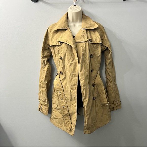 The North Face Hyvent Tan Hidden Zipper Belted Trench Coat Small - Picture 3 of 9